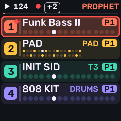 Stage with a lane for each track in use