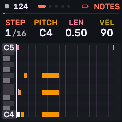 Notes piano roll