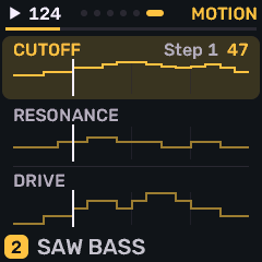 Motion lanes with a step and value selected
