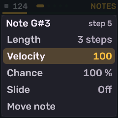 Note action sheet