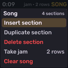 Song action sheet